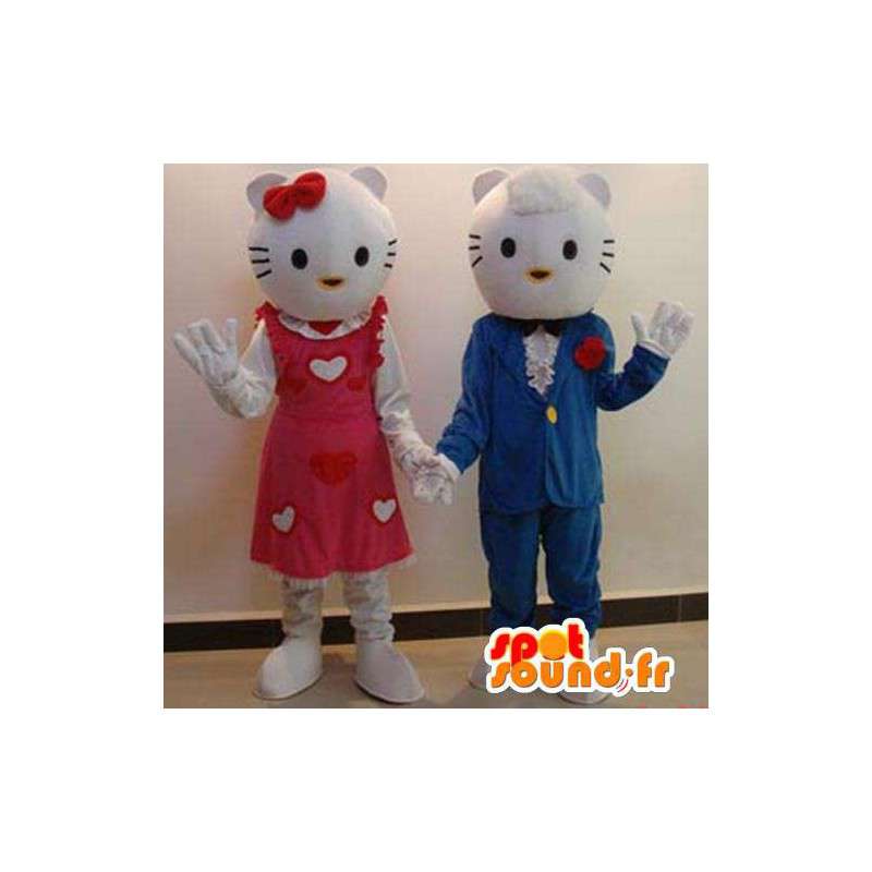 Par maskot, Hello Kitty og hendes kæreste. Pakke med 2 -