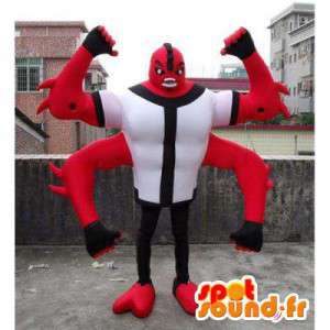 Mascotte d'insecte, de monstre rouge à 4 bras - MASFR006023 - Mascottes Insecte
