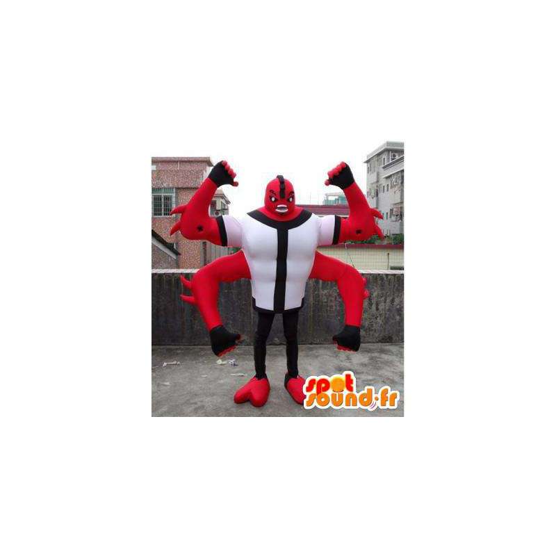 Inseto mascote monstro vermelho com 4 braços - MASFR006023 - mascotes Insect