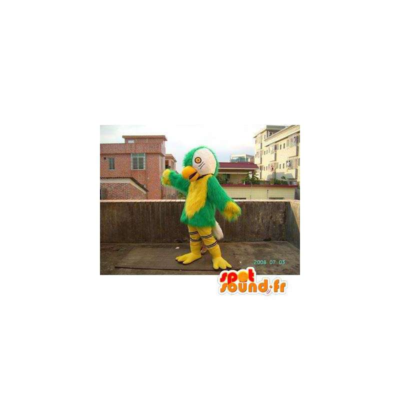 Gul og grøn papegøje maskot. Papegøje kostume - Spotsound maskot