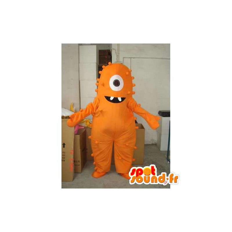 Enøjede orange monster maskot. Orange dragt - Spotsound maskot