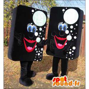 Mascottes d'éponges noires avec des bulles blanches. Pack de 2 - MASFR006043 - Mascottes d'objets