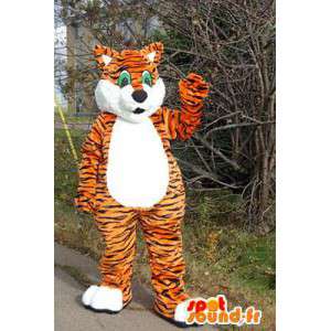 Oranje kat mascotte, tijger. catsuit - MASFR006052 - Cat Mascottes