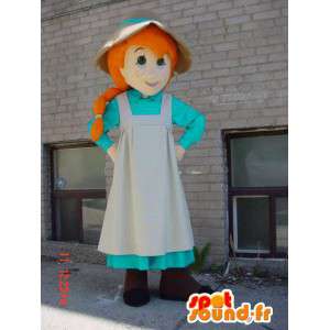 Mascot redhead girl in dress with a hat - MASFR006057 - Mascots boys and girls
