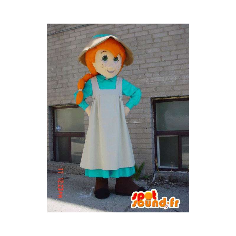 Chica pelirroja de la mascota en un vestido con un sombrero - MASFR006057 - Chicas y chicos de mascotas