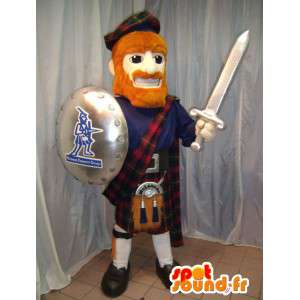 Mascota tradicional escocesa con un escudo y una espada - MASFR006074 - Mascotas de los soldados