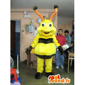 Mascot ape nero e giallo con gli occhiali - MASFR006080 - Ape mascotte