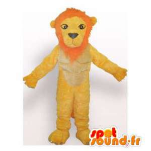 Lion Maskottchen gelb und orange. Lion Kostüm - MASFR006085 - Löwen-Maskottchen
