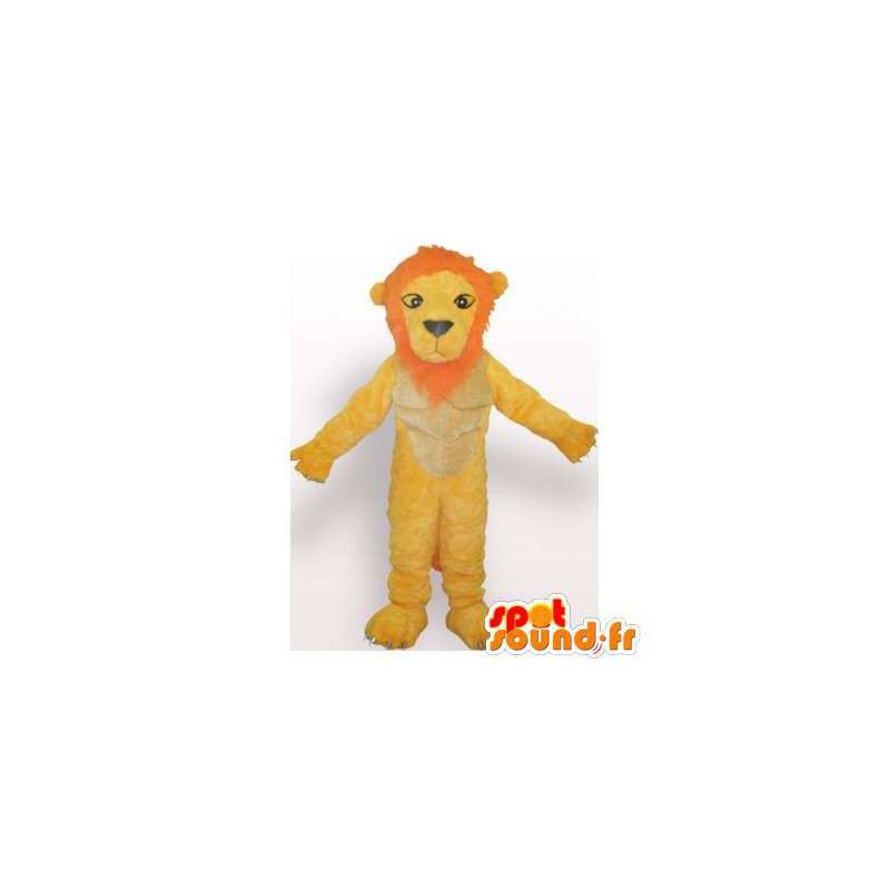 Gul og orange løve maskot. Lion kostume - Spotsound maskot