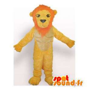 Mascotte de lion jaune et orange. Costume de lion - MASFR006085 - Mascottes Lion