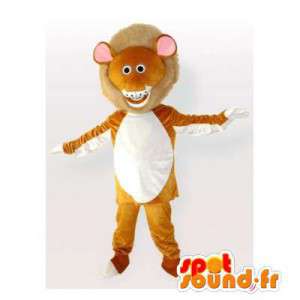 Leone mascotte arancione e bianco. Lion costume - MASFR006090 - Mascotte Leone