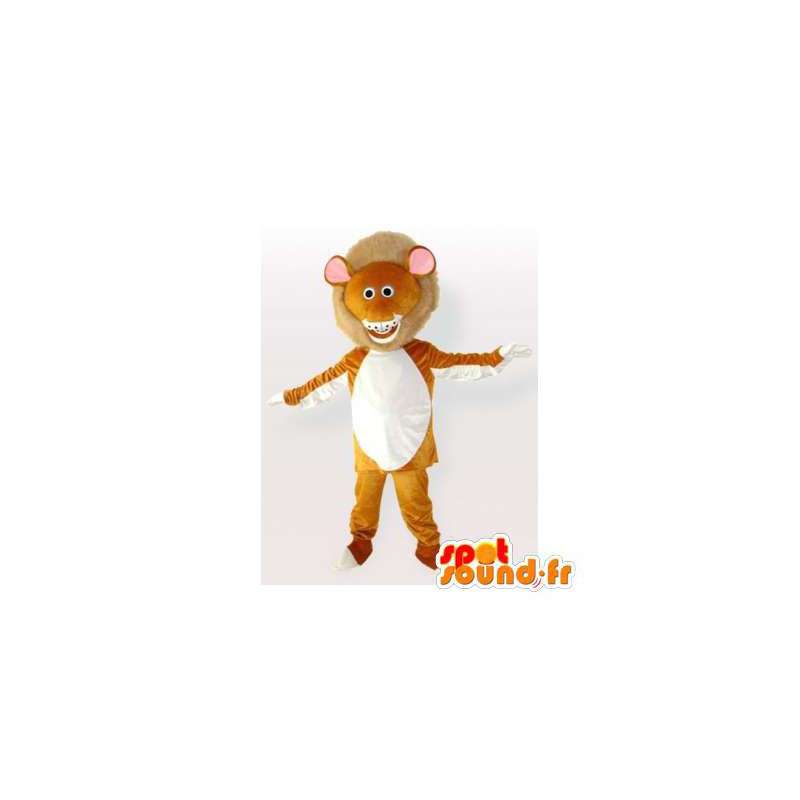 Oranje en witte leeuw mascotte. leeuwkostuum - MASFR006090 - Lion Mascottes