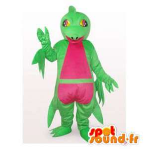 緑とピンクのカエルのマスコット。カエルのコスチューム-MASFR006095-カエルのマスコット