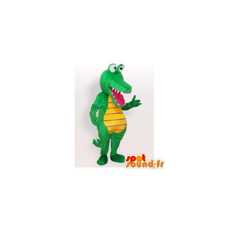Crocodile mascot green and yellow. Crocodile costume - MASFR006096 - Mascot of crocodiles