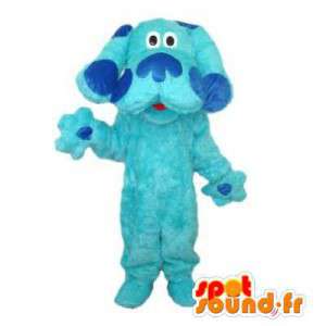 Ljusblå hundmaskot. Blå hunddräkt