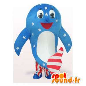 Whale maskot s americkými barvami - MASFR006108 - Maskoti oceánu