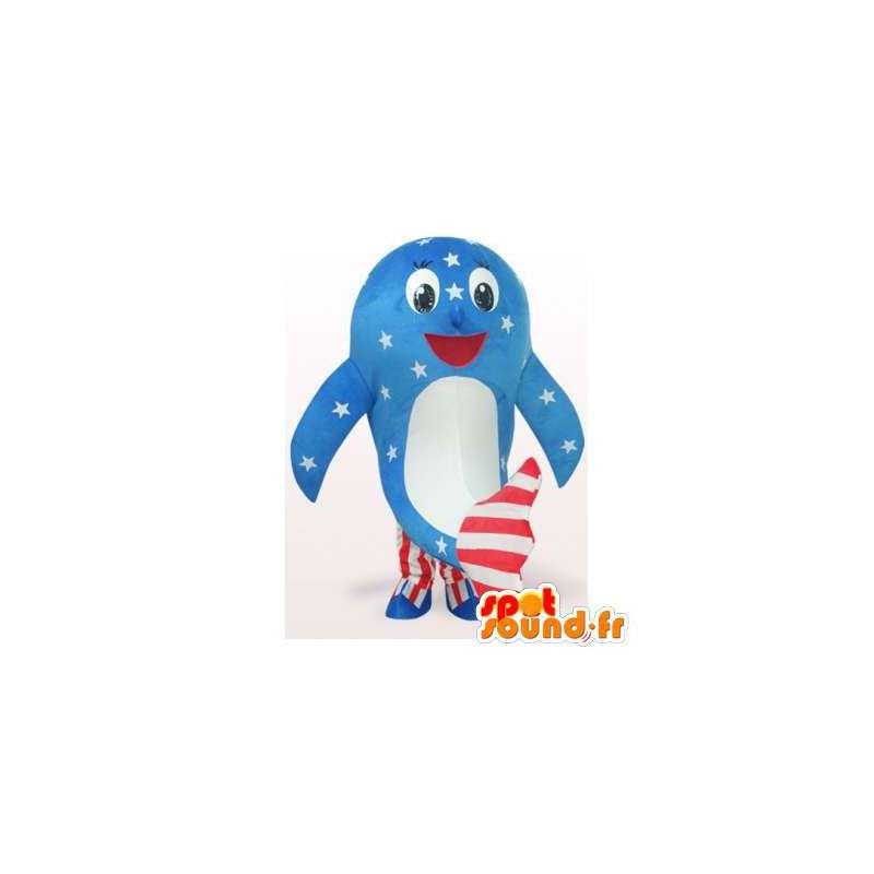 Walvis mascotte met de Amerikaanse kleuren - MASFR006108 - Mascottes van de oceaan