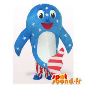 Whale maskot med amerikanske farger - MASFR006108 - Maskoter av havet