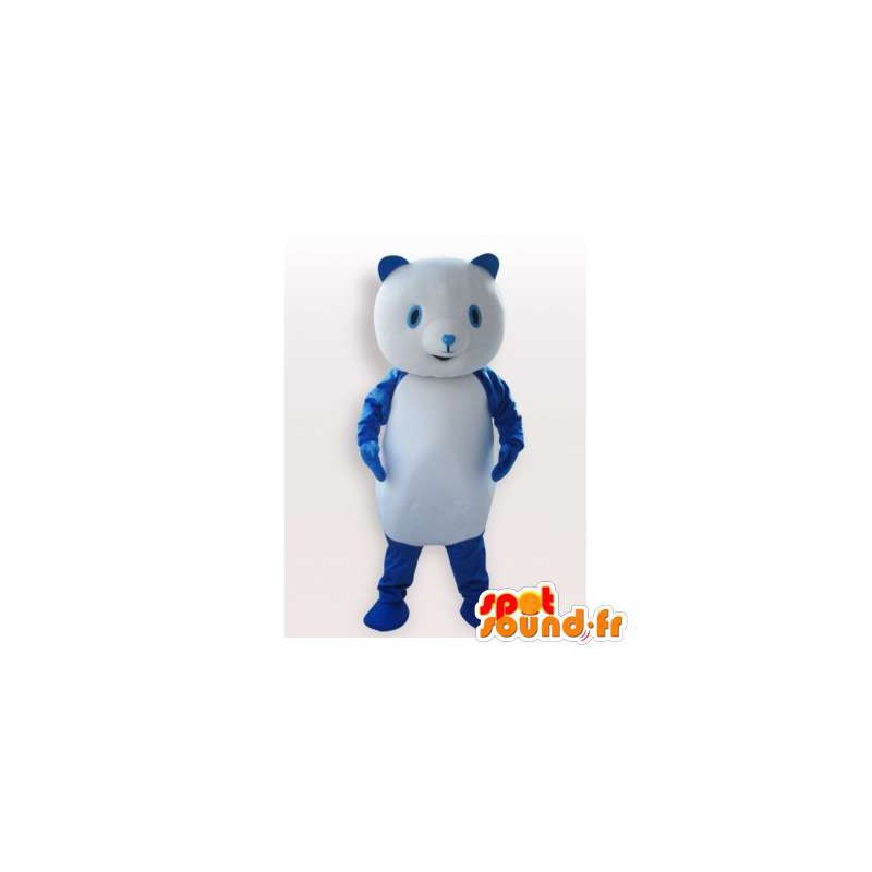 Mascotte d'ours bleu et blanc. Costume d'ours - MASFR006113 - Mascotte d'ours