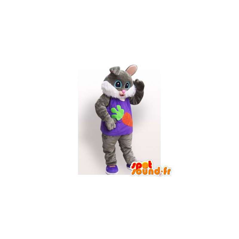 Mascot rabbit gray and white. Bunny costume - MASFR006115 - Rabbit mascot