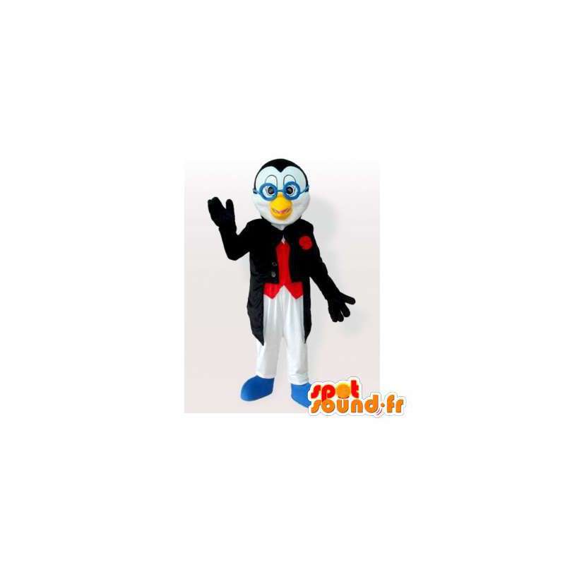 ペンギンのマスコット の 青の眼鏡をかけたペンギンマスコットタキシード ペンギンのマスコット の 青の眼鏡をかけたペンギンマスコットタキシード