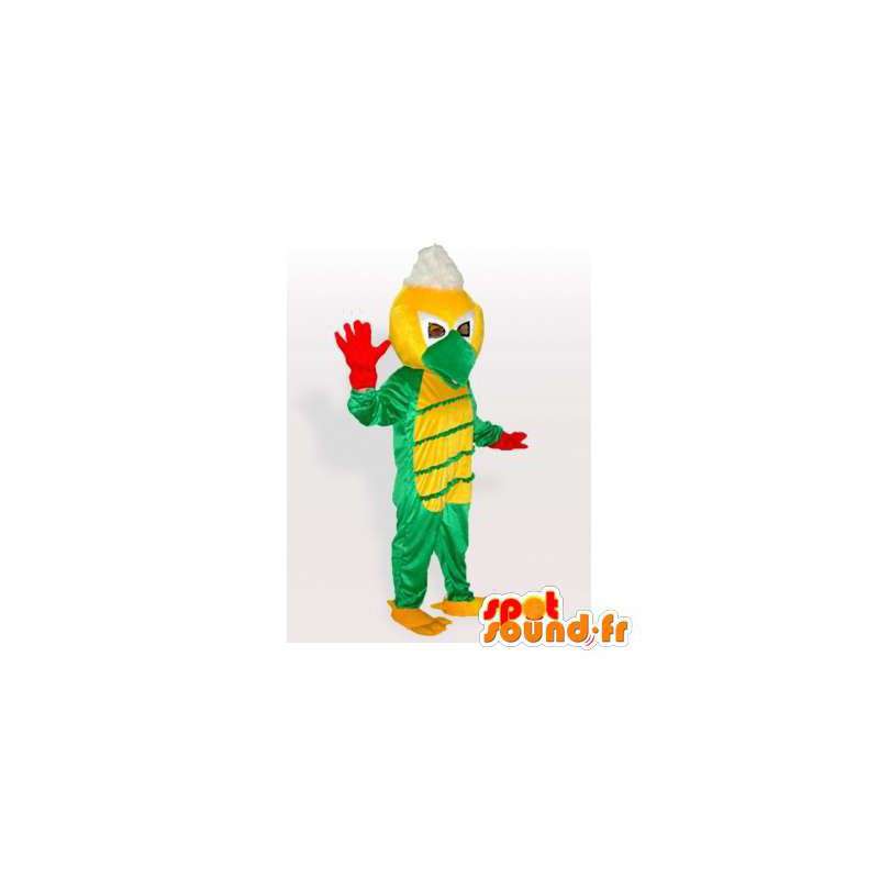 Grøn og gul fuglemaskot. Fugledragt - Spotsound maskot kostume