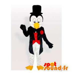 Mascotte de pingouin en smoking, avec un chapeau haut de forme - MASFR006120 - Mascottes Pingouin