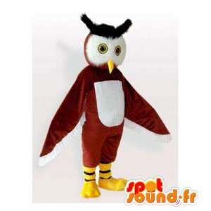 Mascot gufo marrone e bianco. Owl costume - MASFR006123 - Mascotte degli uccelli