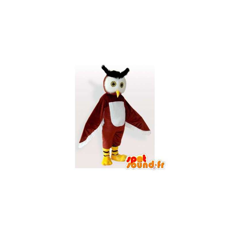 Mascot braune und weiße Eulen. Kostüm Eulen - MASFR006123 - Maskottchen der Vögel