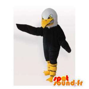 Mascotte d'aigle noir et blanc à l'air méchant - MASFR006126 - Mascotte d'oiseaux