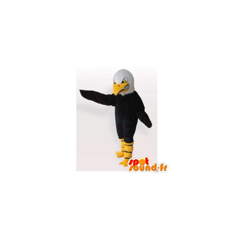 Mascotte d'aigle noir et blanc à l'air méchant - MASFR006126 - Mascotte d'oiseaux