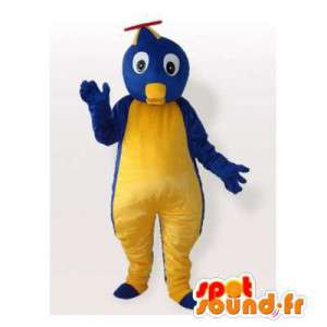 Mascot uccello blu e giallo. Costume Bluebird