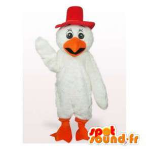 Blanco mascota pájaro con un sombrero rojo - MASFR006129 - Mascota de aves