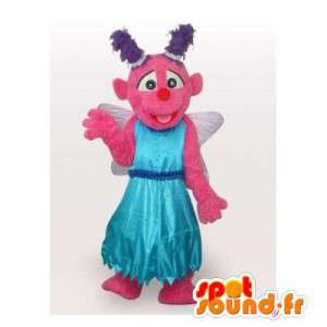 Pink fe maskot med vinger og en prinsesse kjole - Spotsound