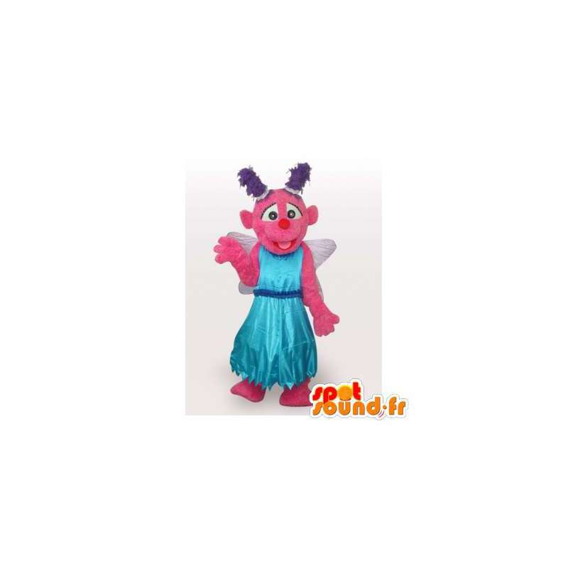 Rosa maskot fe med vinger og en prinsesse kjole - MASFR006131 - Fairy Maskoter