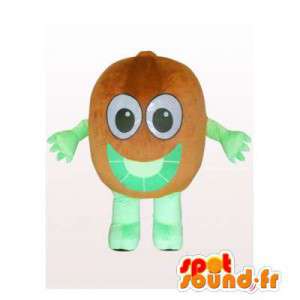 Brun kiwi og gigantiske grønne maskot. Kiwi Costume - MASFR006137 - frukt Mascot