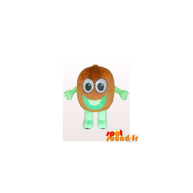 Bruin kiwi en gigantische groene mascotte. kiwi Costume - MASFR006137 - fruit Mascot