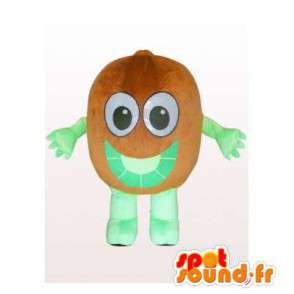 Bruin kiwi en gigantische groene mascotte. kiwi Costume - MASFR006137 - fruit Mascot