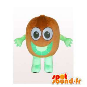 Mascot marrón y gigante verde kiwi. Kiwi Traje - MASFR006137 - Mascota de la fruta