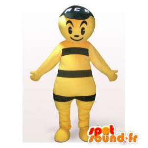 Mascotte de bonhomme jaune et noir. Costume de bonhomme jaune - MASFR006138 - Mascottes Homme