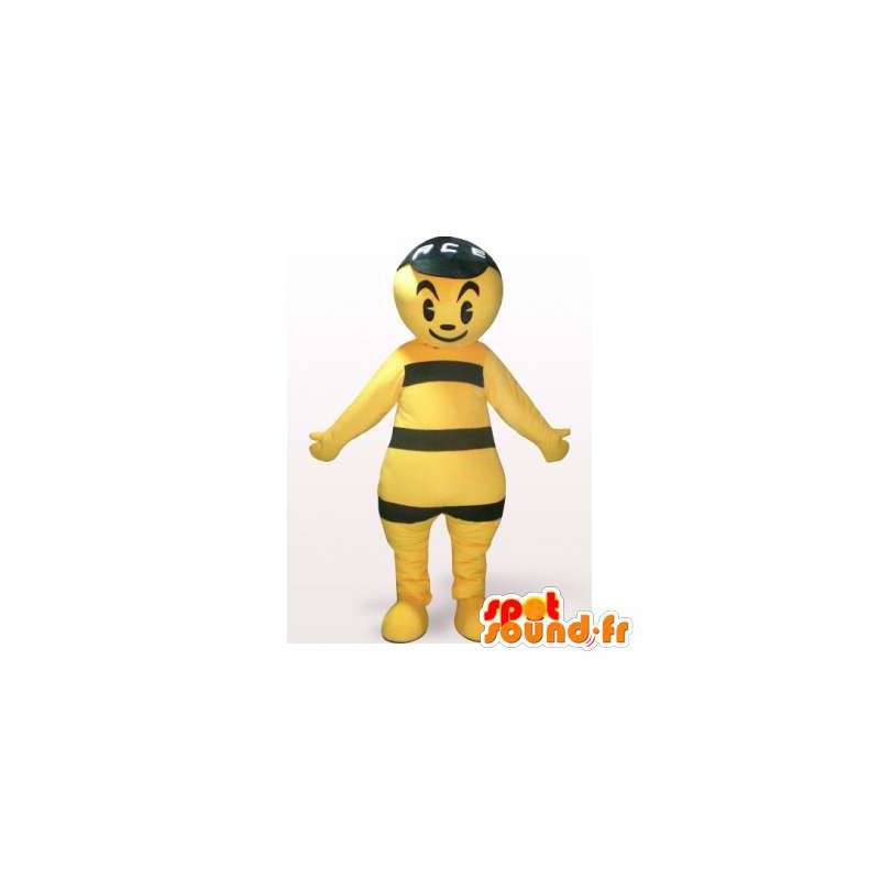 Mascot homem amarelo e preto. Costume amarelo cara - MASFR006138 - Mascotes homem