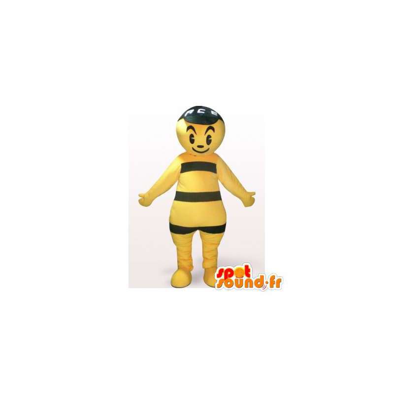 Mascotte de bonhomme jaune et noir. Costume de bonhomme jaune - MASFR006138 - Mascottes Homme