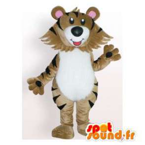 Bebé tigre mascota de color beige. Tiger traje - MASFR006146 - Mascotas de tigre