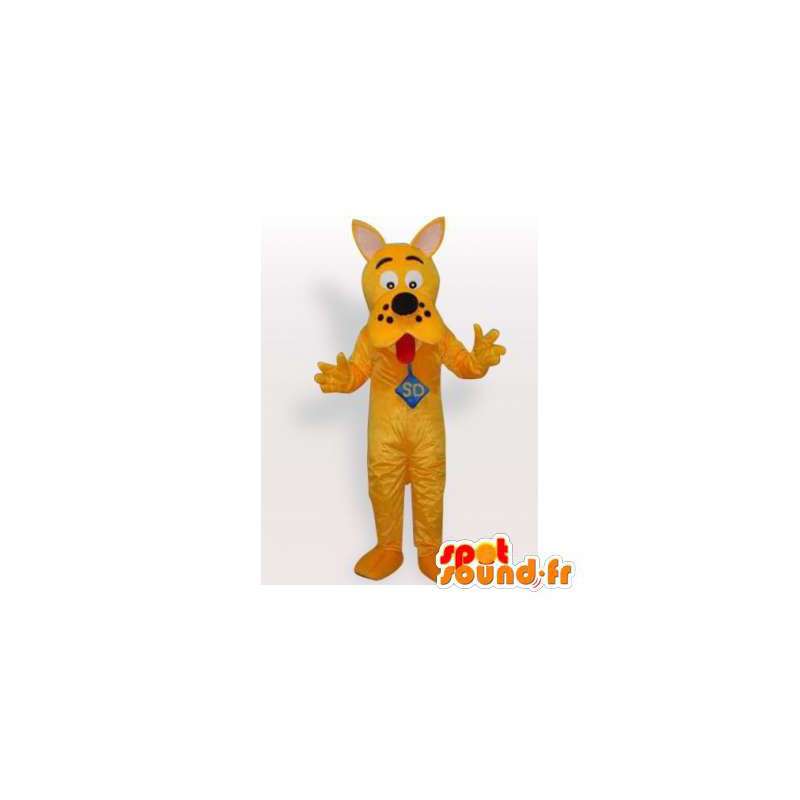 Fylld gul hundmaskot. Hunddräkt - Spotsound maskot Fylld gul hundmaskot. Hunddräkt - Spotsound maskot