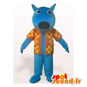 Dog mascot with a blue flowered shirt - MASFR006152 - Dog mascots