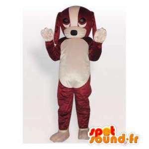 Brązowy i biały pies maskotka. puppy Costume - MASFR006153 - dog Maskotki