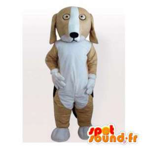 Cane peluche mascotte beige e bianco. Cane costume - MASFR006154 - Mascotte cane