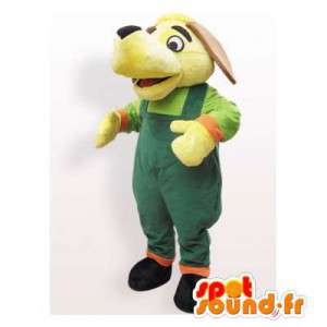 Dog mascot yellow green overalls - MASFR006160 - Dog mascots