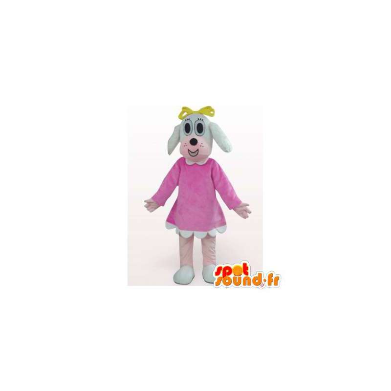 Cane mascotte in abito rosa. Cane costume - MASFR006161 - Mascotte cane