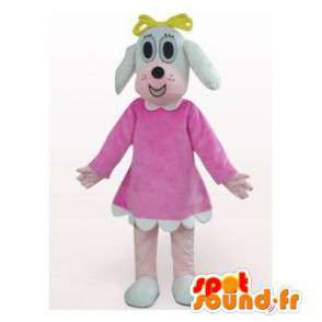 Mascotte de chienne en robe rose. Costume de chienne - MASFR006161 - Mascottes de chien